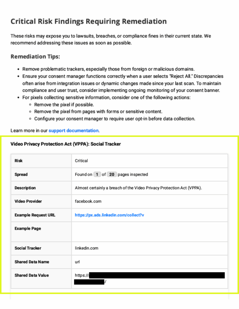 Critical Risk Remediation - report screenshot