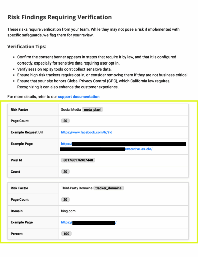Critical Risk Remediation - additional report screenshot