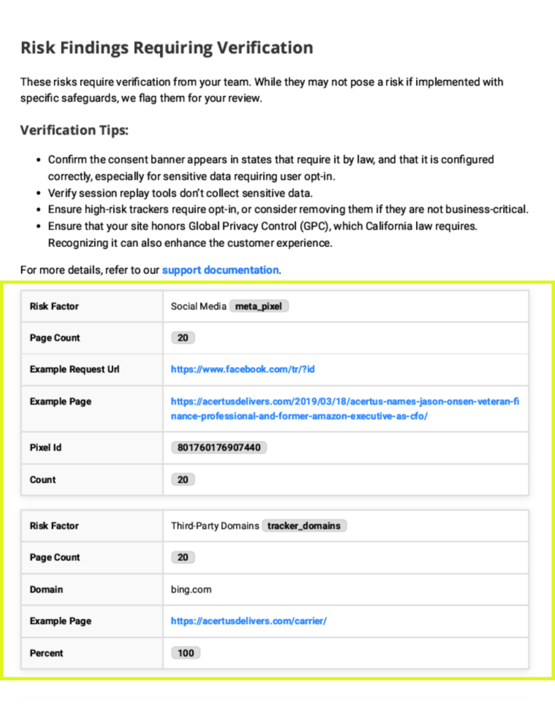 Critical Risk Remediation - additional report screenshot